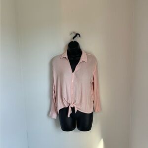 Hippie Rose Pink Button Up Collared Blouse Size XL
